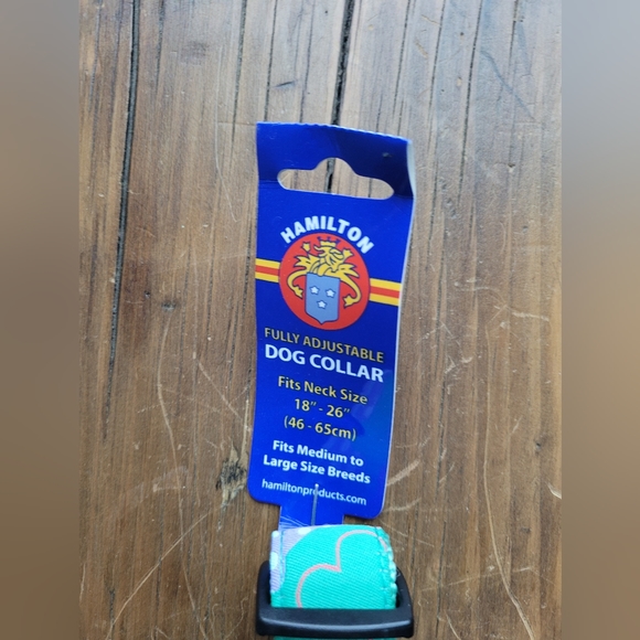 2 /$15 Hamilton Dog Collar Nylon Ribbon Overlay 18 - 26 Aqua Pastel Bones - Picture 6 of 8